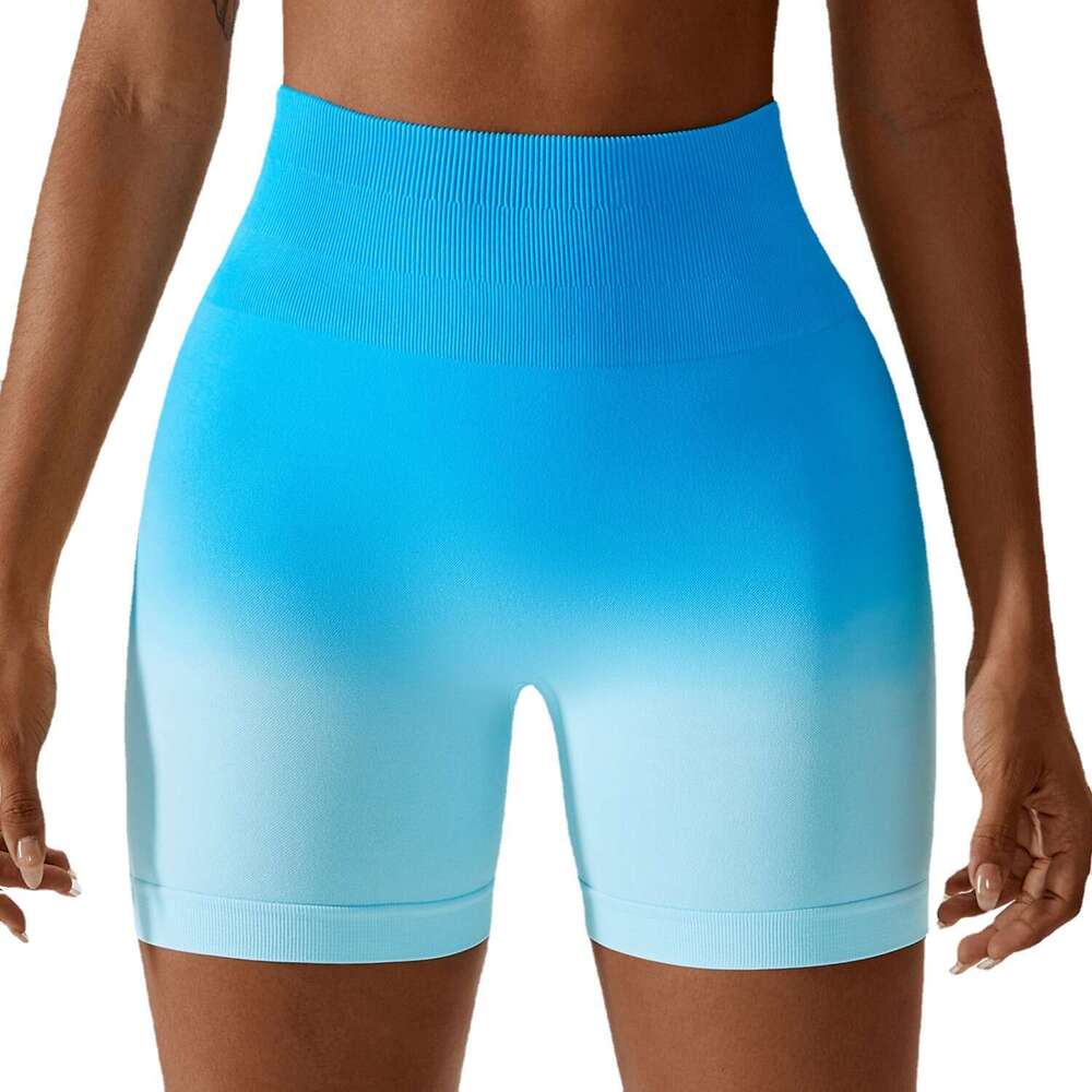 Gradient Seamless Yoga Breathable and Tight Fitting Sports Shorts Womens High Waisted Elastic Hip Lifting Fitness Pants 6406 Workout Clothe Woman Luxu