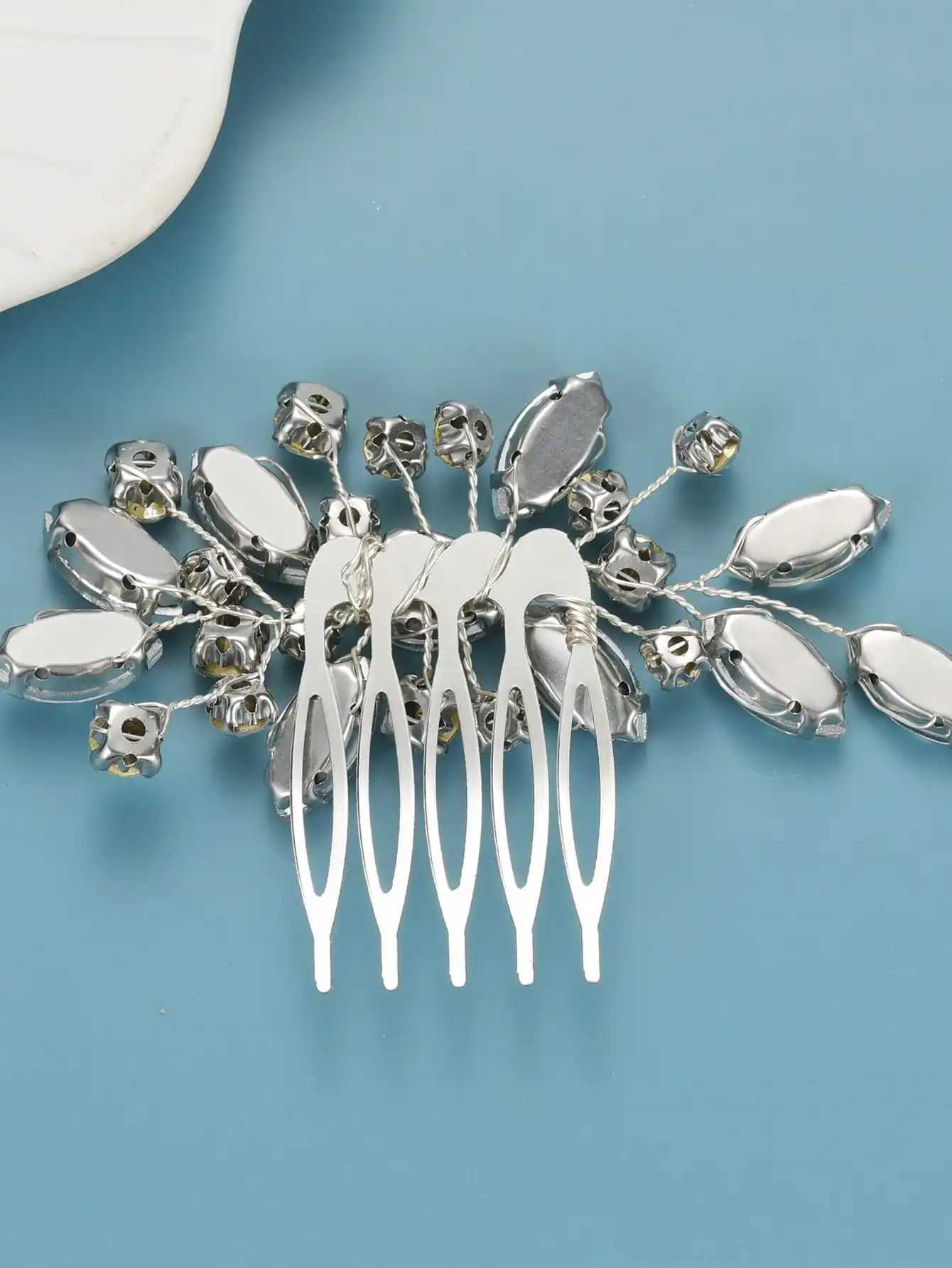 Luxury Girl Hair Comb Golden Hairpin Rhinestone Bridal Hair Accessories Alloy Flower and Leaf Shape Hair Pin For WomenX240913