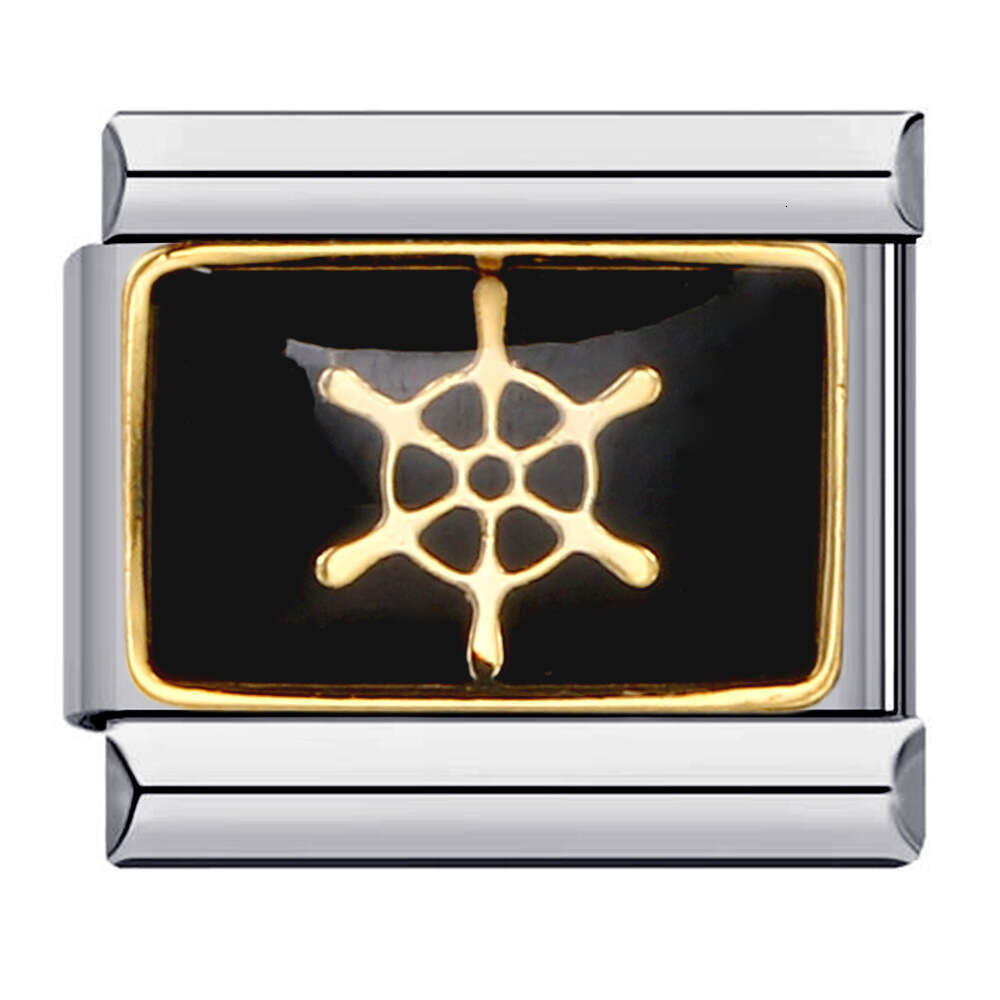 Black Gold-Plated Enamel Cartoon DIY Bead With Personalized Welding Pattern Bracelet Italian Charm Links Stainless Steel Fit 9mm Bracelet Jewelry DIY 