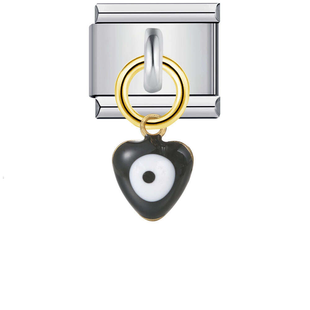 Single Hook Italian Module Bracelet Devil's Eye Pendant Elastic Splicing Titanium Steel Strap Chain Charm Links Stainless Fit 9Mm Jewelry DIY Mak