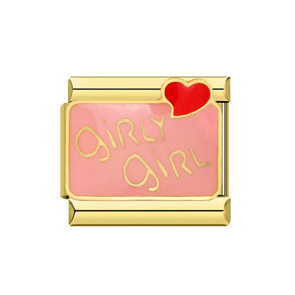 Girl Element Titanium Steel Welding enamel Wristband Cartoon DIY Italian Bracelet Italian Charm Links Stainless Steel Fit 9Mm Bracelet Jewelry DIY Mak
