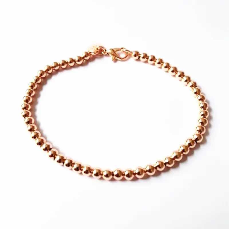 Beautiful fashion Elegant Gold color silver color 4MM beads chain women lady cute Bracelet high quality Gorgeous jewelry H198X240913
