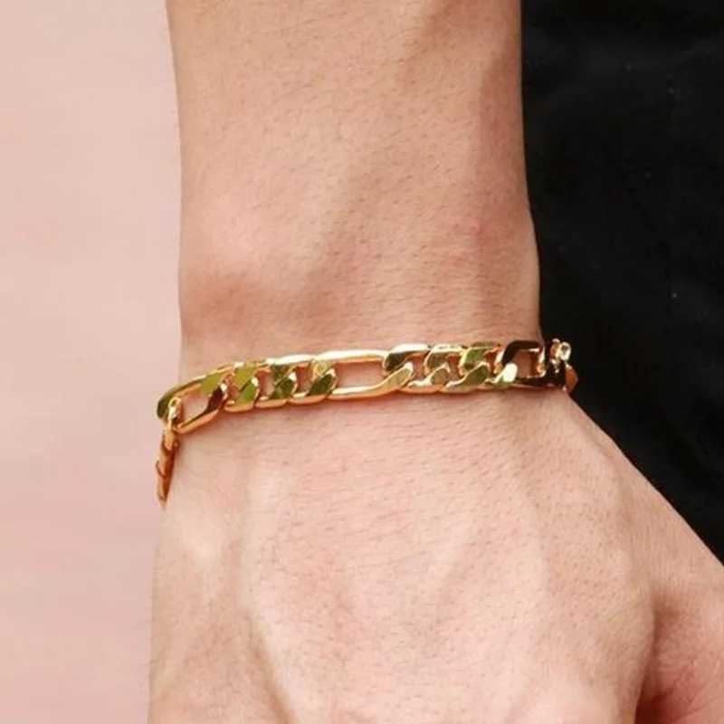 Men Fashion Figaro Chain Bracelet for Men Cuban Chain Gold Color Bracelets Hip-hop Punk Party Jewelry Gift pulsera hombreX240913