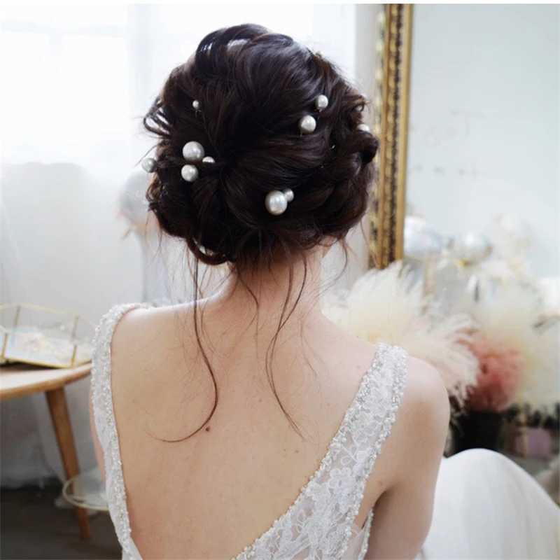 Women U-shaped Pin Metal Barrette Clip Hairpins Simulated Pearl Bridal Tiara Hair Accessories Wedding Hairstyle Design ToolsX240913