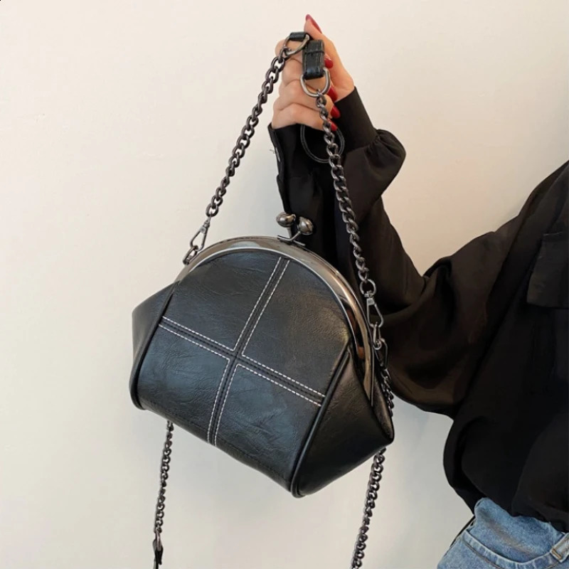 Retro Shell Cross Body Messenger Bag for Women Retro Mini PU Leather Womens Chain Shoulder Bag Handbag Wallet 240912