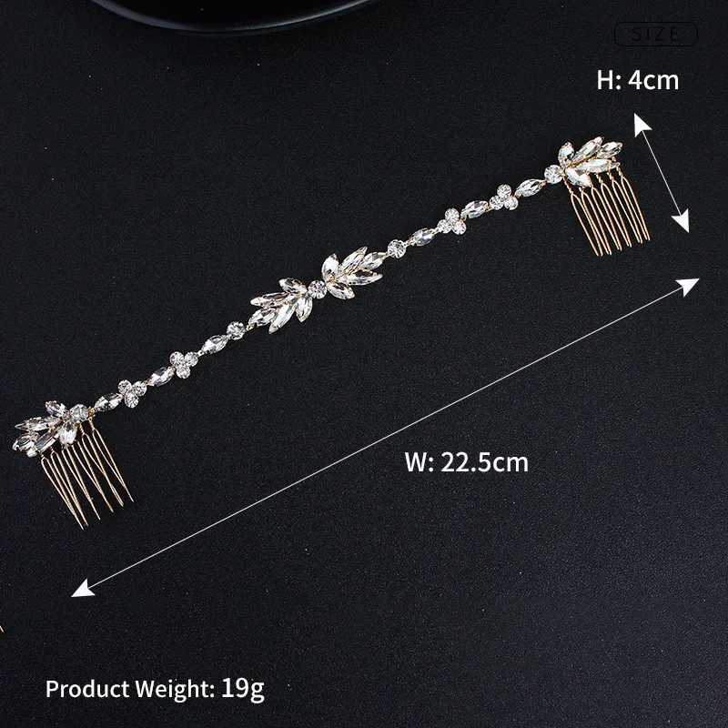 SLBRIDAL Opal Crystal Rhinestones Wedding Hair Comb Chain Hair accessories Hairband Bridal Headband Bridesmaids Jewelry WomenX240913