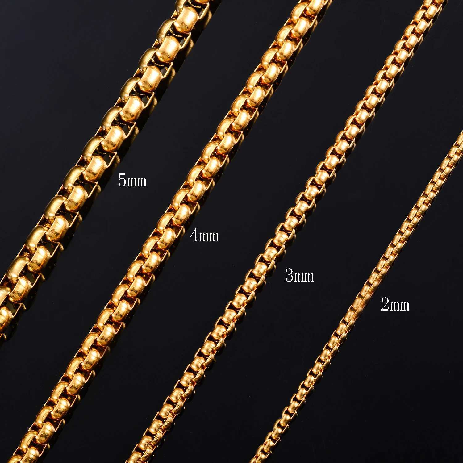 Stainless Steel 2mm/3mm/4mm/5mm Thickness Gold Color Link Chain Bracelet Classic Curb Hip Hop Punk Jewelry Brithday GiftX240913