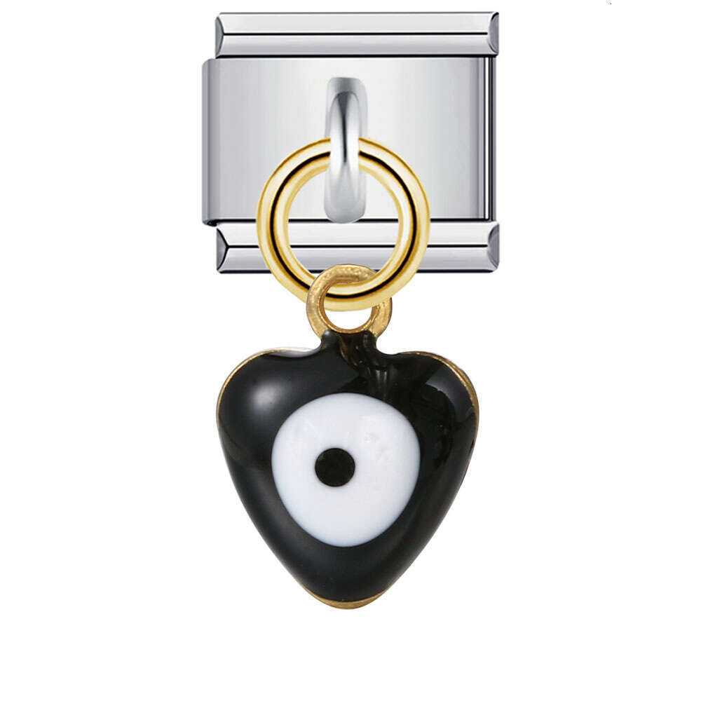 Enamel Love Eye Beads DIY Hook Pendant Bracelet Elastic Splicing Chain Italian Charm Links Stainless Steel Fit 9mm Bracelet Jewelry DIY Making Gifts