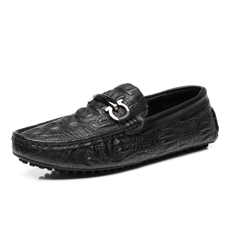 New Luxury Casual Loafers Shoe Brand Men Shoes Handmade Slip On Anti-Slip Business Genuine Leather Flats Male Crocodile Pattern