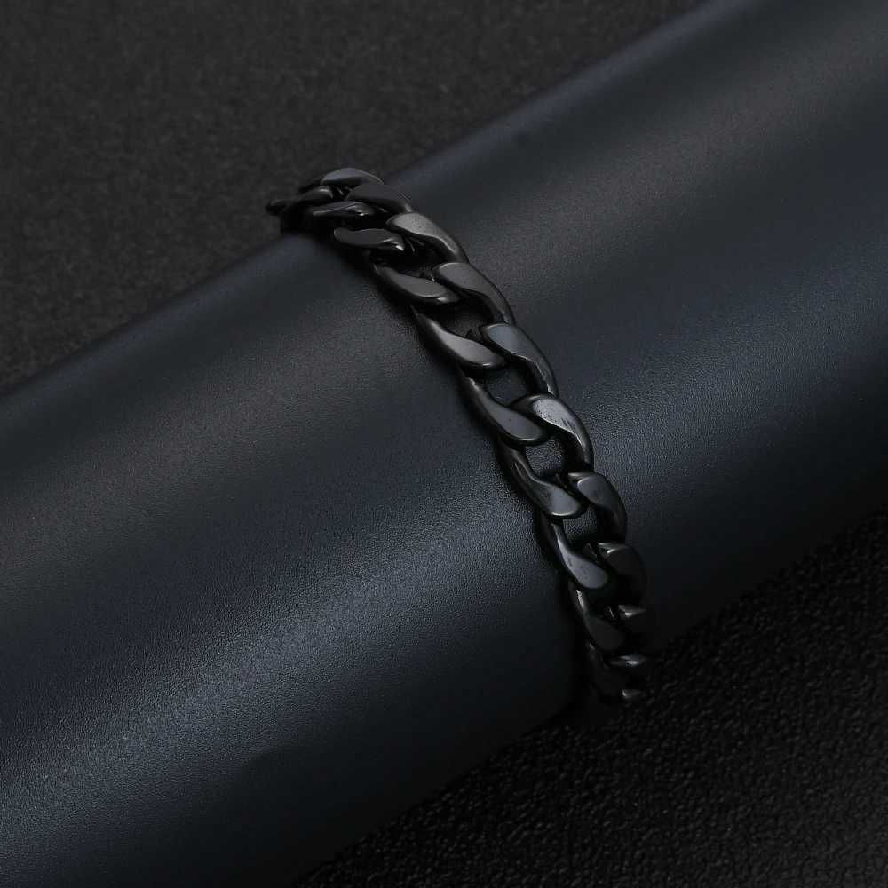 Width 6/8/10mm stainless steel gold black color Link bracelet mens titanium steel Cuban chain bracelet fashion gift jewelryX240913