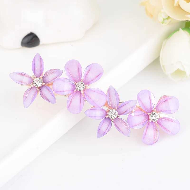 EASYA Elegant Rhinestone Flower Hairpin Barrettes Pins For Women Girls 3 Colors Metal Hair Clip Hairwear Ornaments JewelryX240913