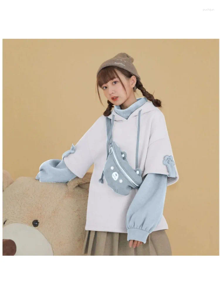 Womens Hoodies 3XL Oversized Harajuku Aesthetic Bear Anime Hoodie Women Korean Kawaii Crewneck Long Sleeve Streetwear Kpop Winter Cloth