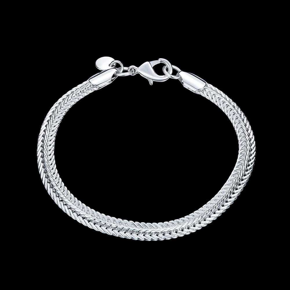 Hot sale 925 Sterling Silver bracelet Snake chain women lady men noble Fine charm jewelry wedding party 20cmX240913