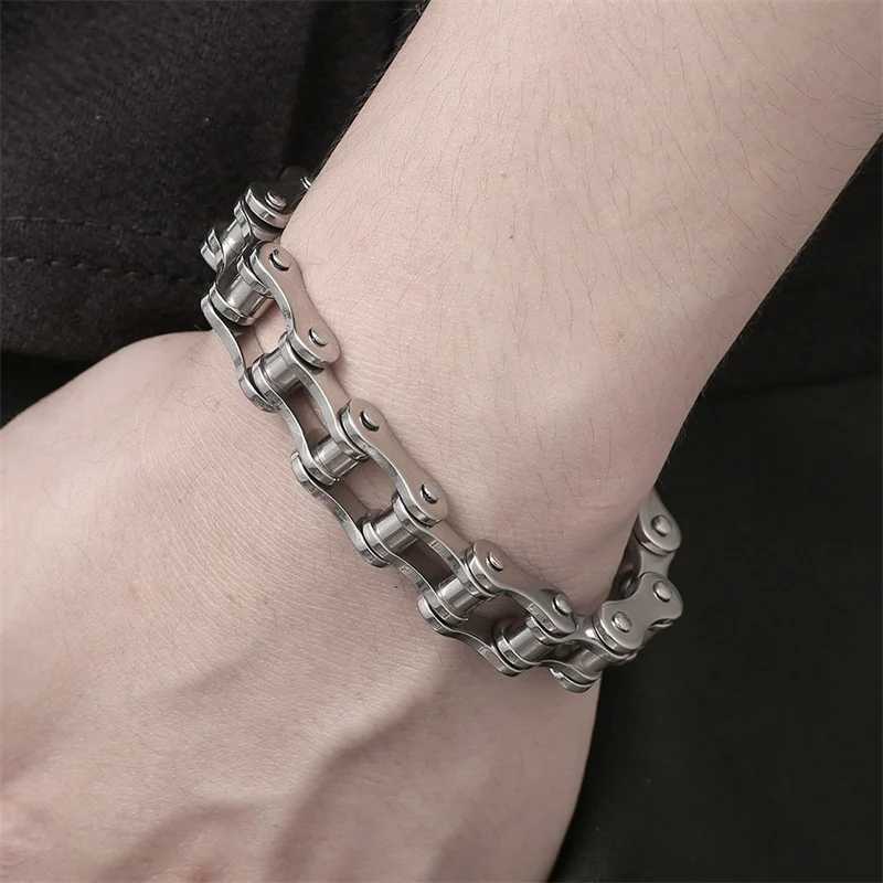 Stainless Steel Biker Chain Bracelet Mens Bracelet Link Chain Motorcycle Bicycle Style Bracelets Fashion Punk Bangles JewelryX240913