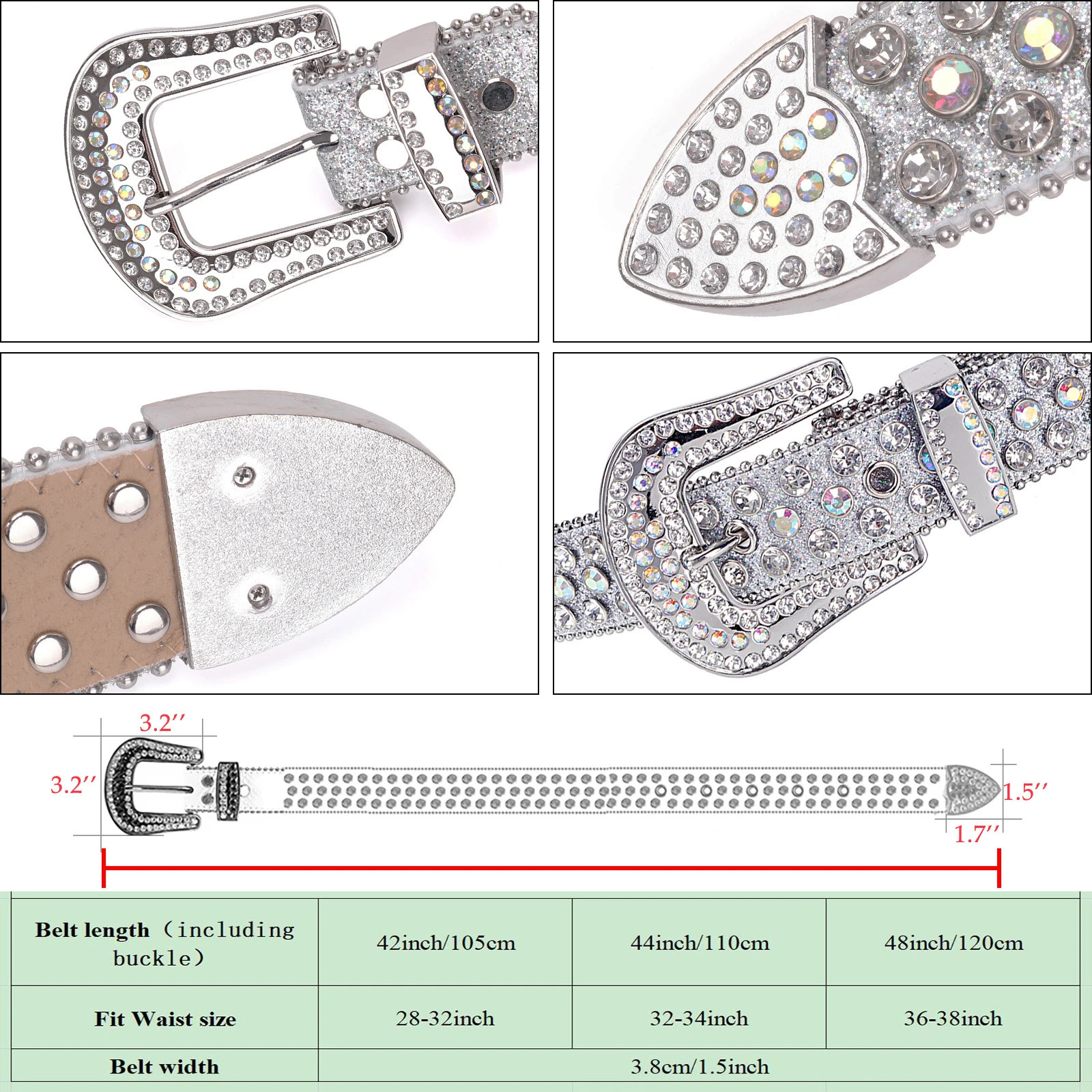 Sparkle Western Rhinestones Belt Handmade Studded For Men Women y2k Goth Style Crystal Diamond for Waistband Jeans Pants 240903