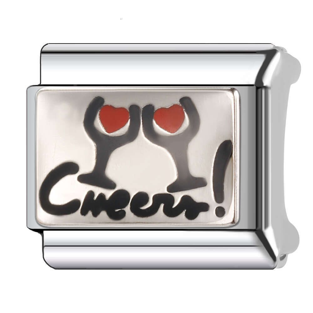 New Women's Gift Joyful and festive happy new year Bead Italian Charms Links Bangle Beads Fit 9mm Stainless Steel Bracelet Making DIY For Women F