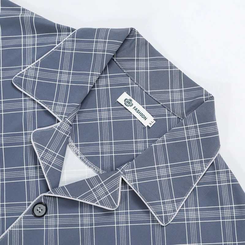 Mens Pajamas Spring Fall and Winter Plaid Printed Long-Sleeved Casual Home Wear Sleepwear 2 Piece Set Big Size Soft Loungewear Y240913