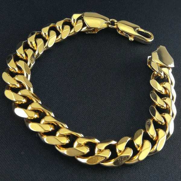 Mens Jewellery Domineering 8 Inches Stainless Steel Curb Cuban Link Chain Bracelets for Men Women Hip-hop Punk Party JewelryX240913