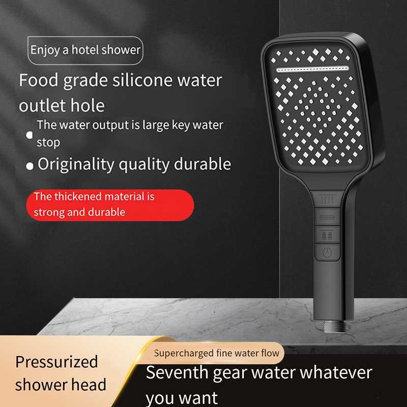 New Pura Big Panel 7 Modes Large Flow Shower Head High Pressure Water Saving Hose Rain Shower Faucet Bathroom Accessories SetCL240710