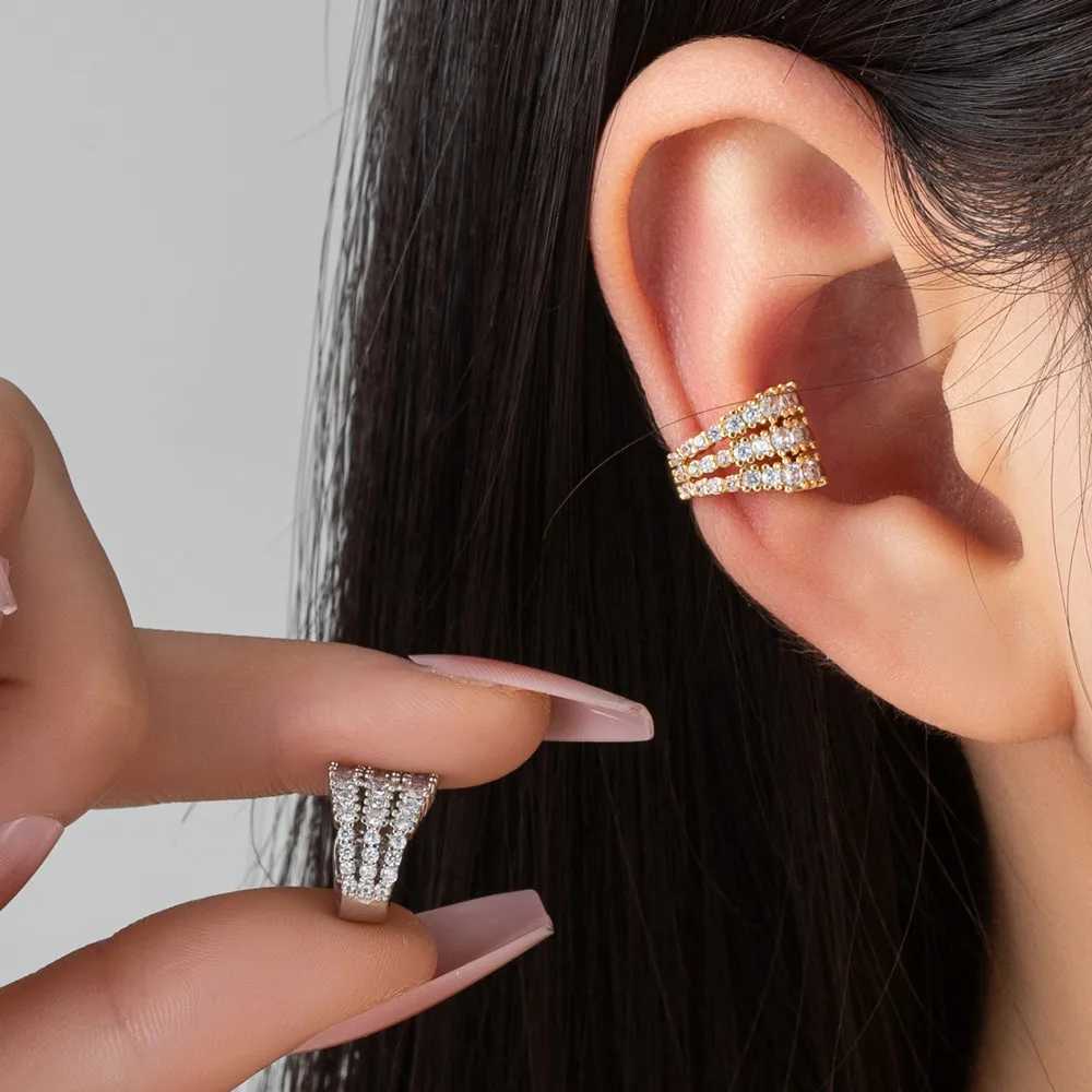 ZHONGVI Bohemian No Piercing Copper Inlaid Zircon Ear Cuff Wrap Stud Clip Earrings For Women Girl Trendy Earrings Jewelry BijouxX240913