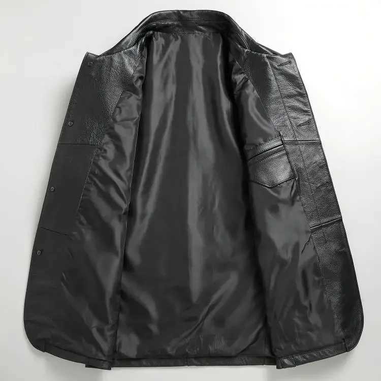 Free shipping.Plus Mew genuine Cowhide business leisure jacket.Classic casual leather Suit jacket.Quality slim leather cloth.X240913