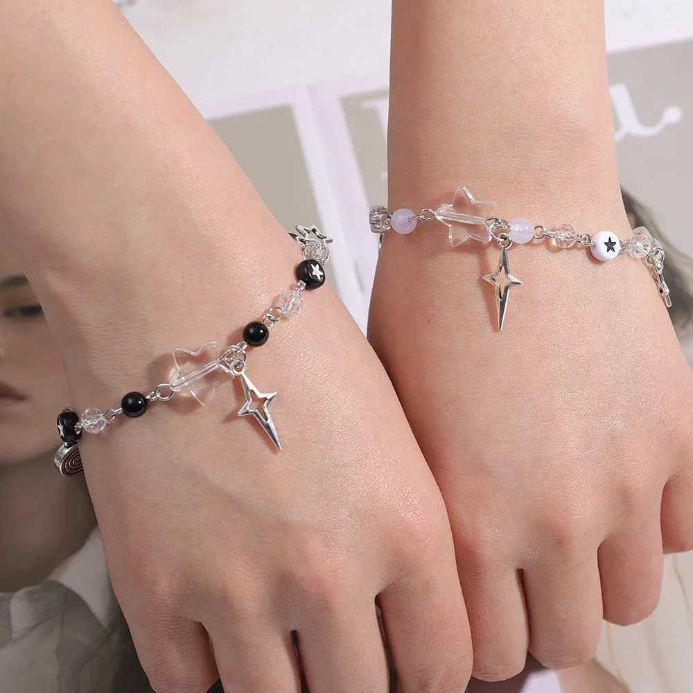 2/1 Tredny Y2K couple bracelet girl matching bracelet who truly cares about album inspiration bead bracelet friend jewelry gift W240913