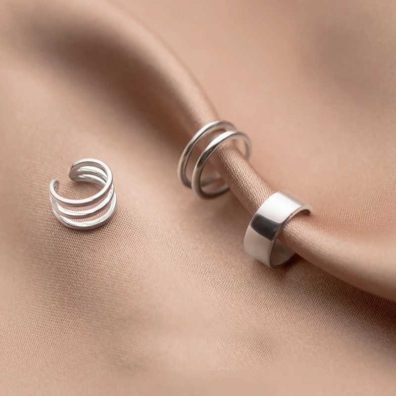 Enosola 925 Sterling Silver 2/3 Layers Smooth Surface Ear Cuff Clip on Earrings for Women without Piercing JewelryX240913
