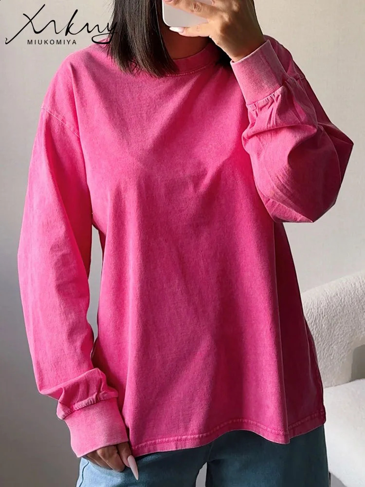 Cotton ultrafine womens long sleeved casual autumn black Tshirt 240913