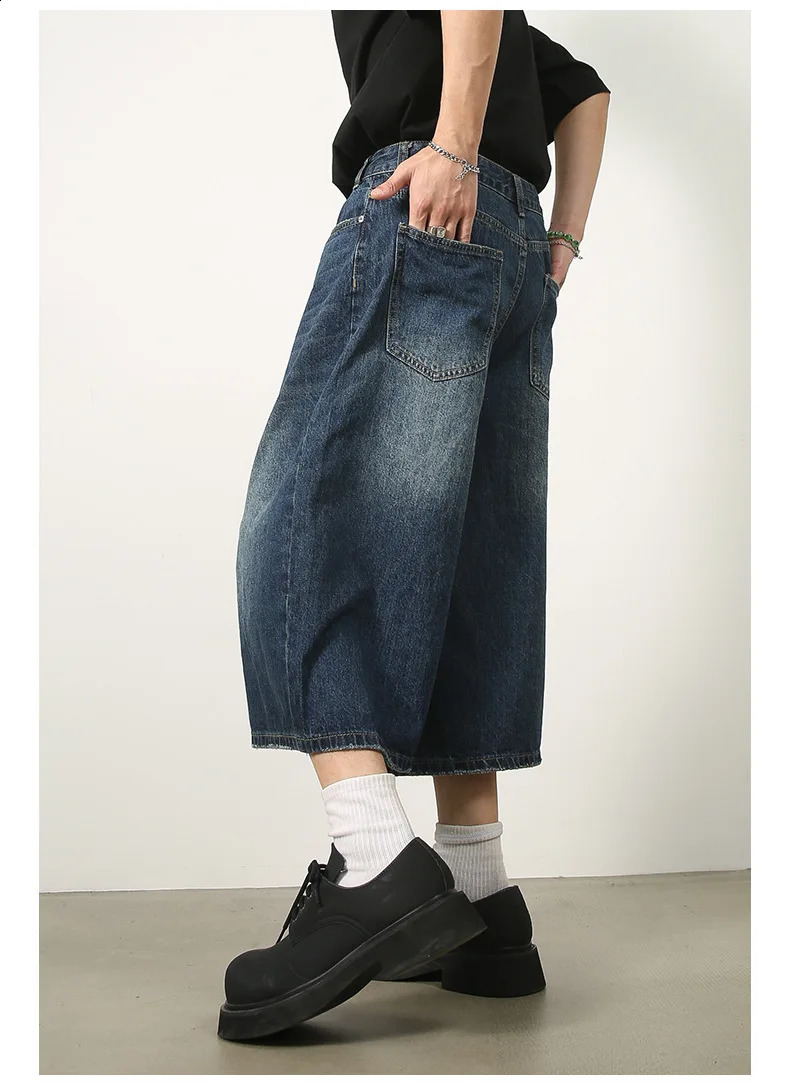 2024 Y2k Retro Women Low Rise Jorts Brushed Black Wash Cropped Baggy Jeans Wide Leg Frayed Denim Short Pants Fashion 240912