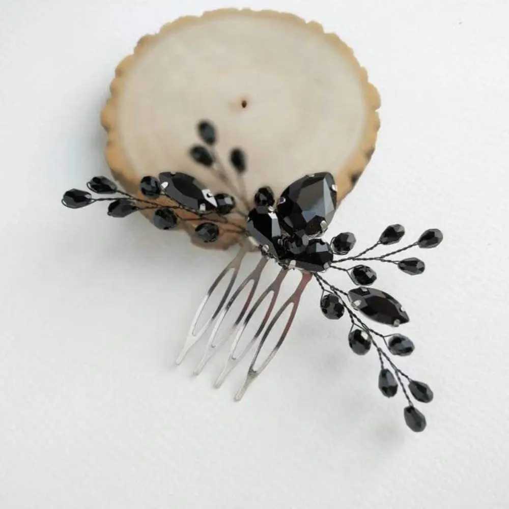 Fashion Side Hair Coombs Tiaras For Women Black Rhinestone Hairpin Hair Clips Girls Daily Headwear Fashion Wedding Bride JewelryX240913