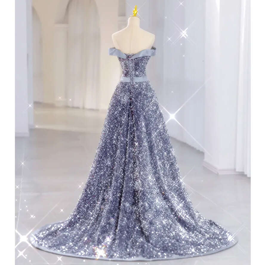 Mother Color Sliver Grey Of The Bride Dresses Sparkly A E Shiny Long Off Shoulder Sexy Formal Godmother Evening Wedding Party Guests Gown Plus Size Ev