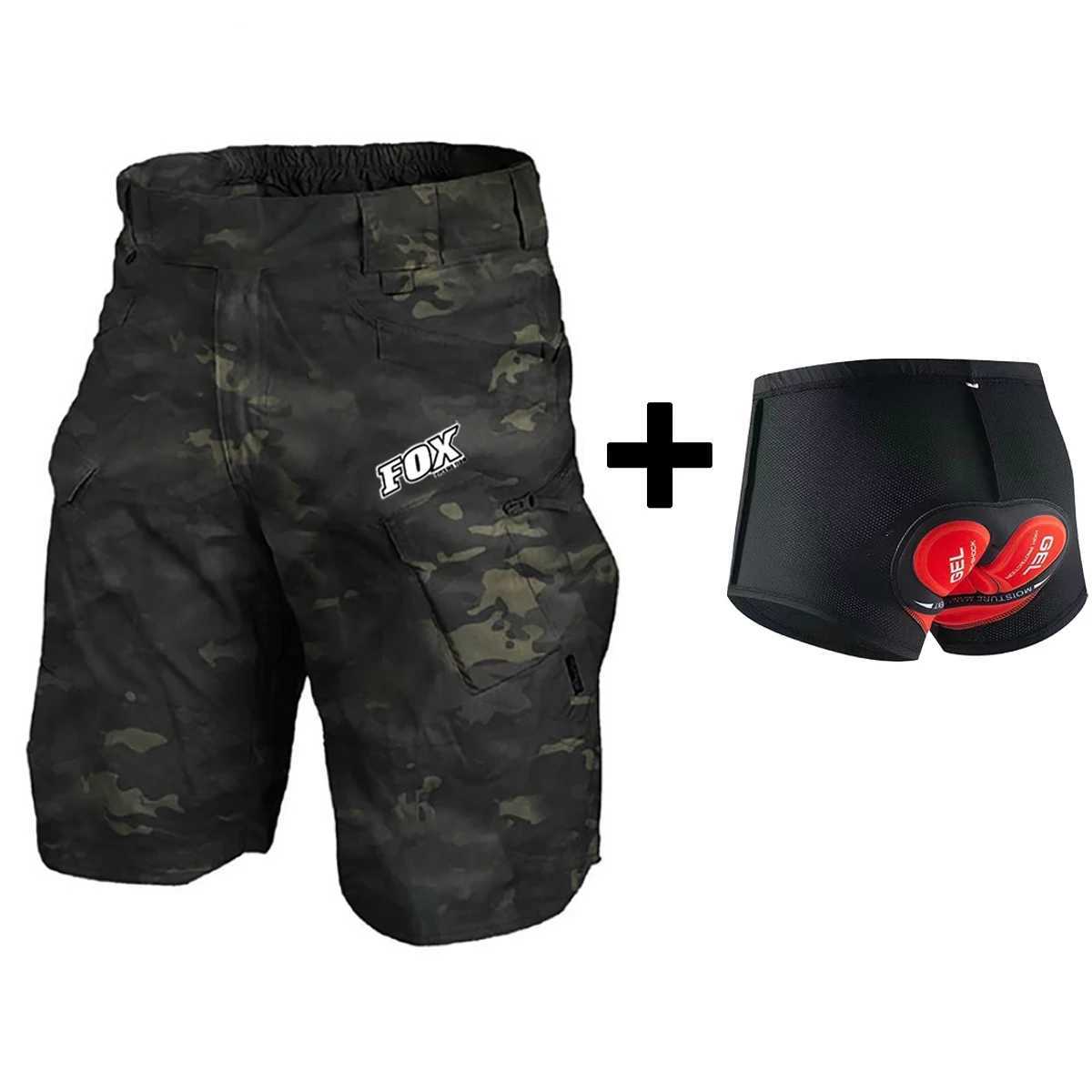 Fox Cycling Team Mens Tactical Shorts Bicycle Clothing Waterproof and Breathable Cargo Bicycle Shorts MTB Trouser Cut Velo Homme W240913