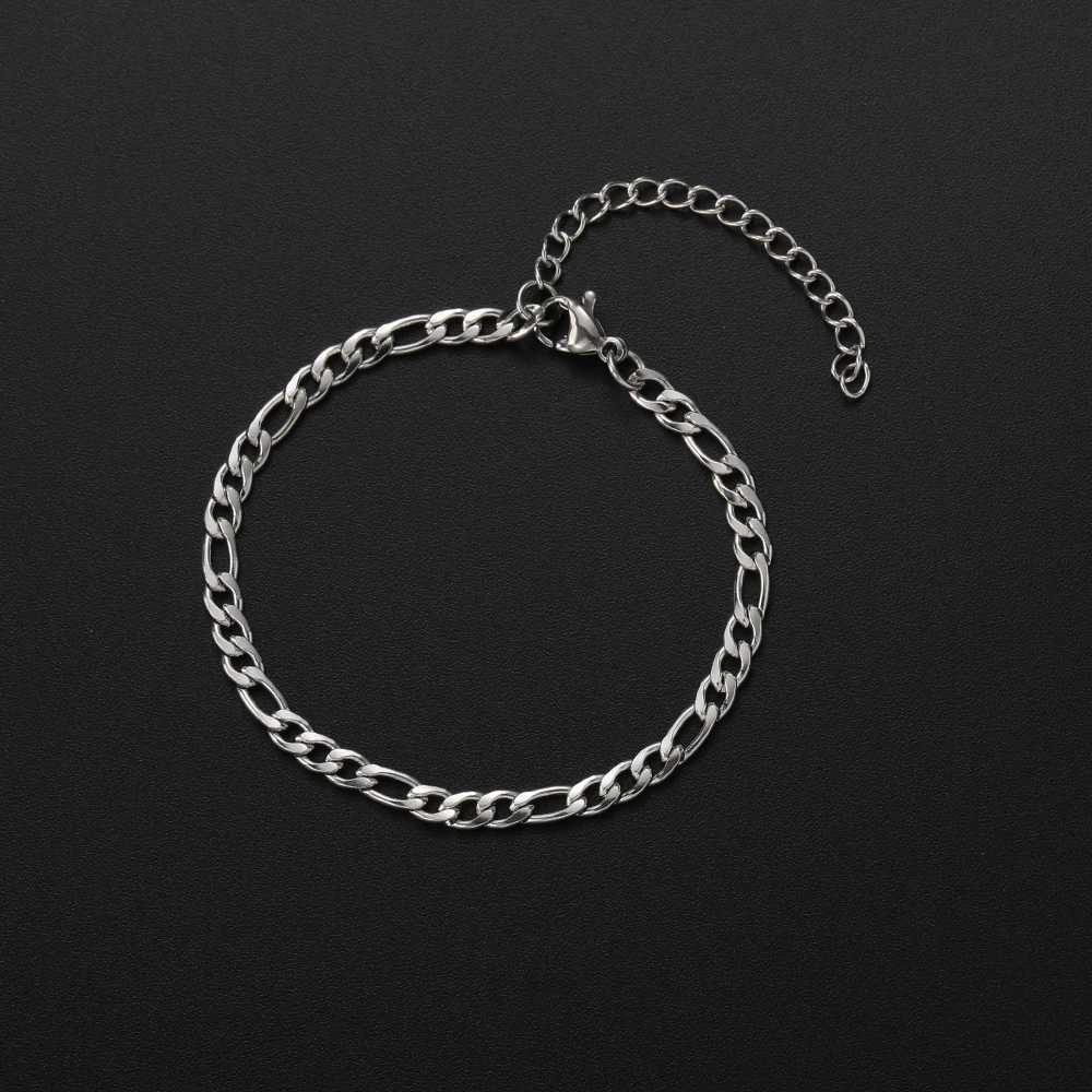 Low Price Width 4MM Stainless Steel Golden Black Chain Bracelet For Men and Women Fashion Gift Jewelry Length 16+5CMX240913