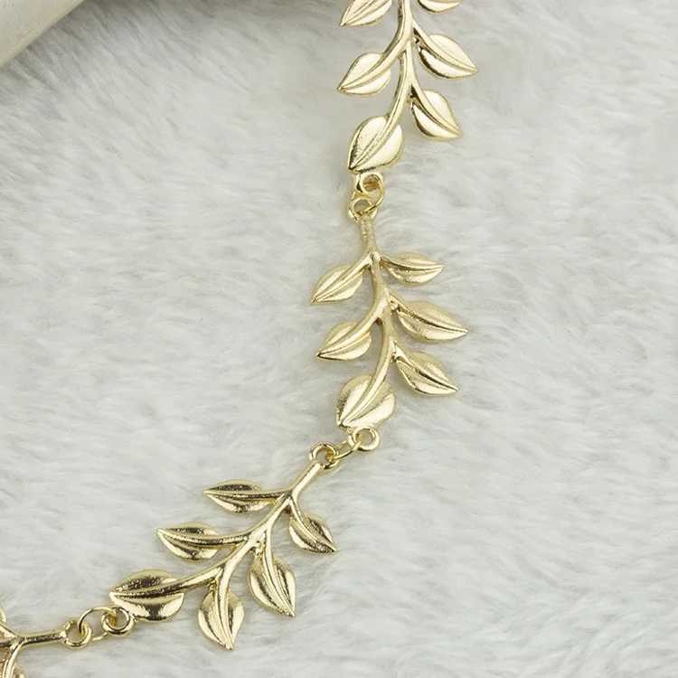 New Headband Fashion Gold Color Leaves Elastic Women Cute Solid Bride Hair Band Wedding Hairwear Party gift Jewelry A5047X240913