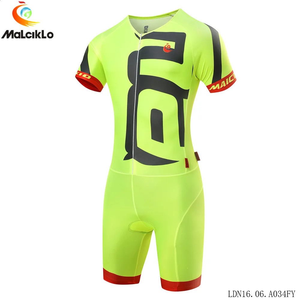 Malciklo Mens Triathlon Short Sleeve Tri Suit Breathable Quick Dry Team Skinsuit Bike Swim Run Racing One Piece Suit Triathlon 240907