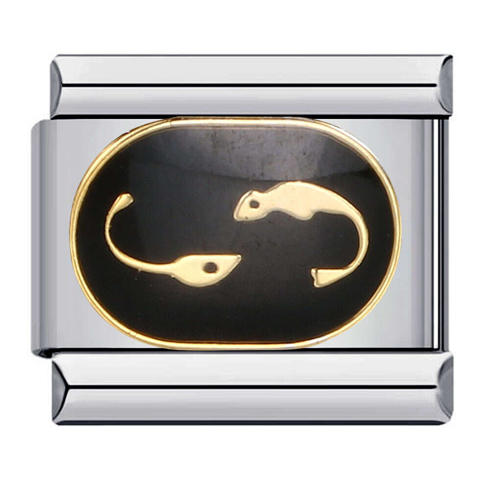 New Titanium Steel Gold Plated Welding Drip Oil DIY Module Italian Charm Bracelet Italian Charm Bracelet Fit 9mm Bracelet Jewelry DIY Making Gifts