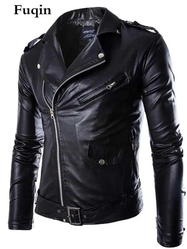 Real Leather Jacket For Men Rock Street Zipper Belt Coat Motorcycle Warm Fall Jackets British Fashion Man PU Leather ClothingX240913