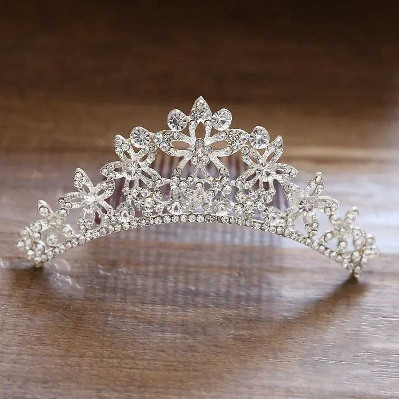 Kids Mini Crowns Hair Comb Crystal Rhinestone Pearl Heart Flower Tiaras Comb Hairpin Wedding Bridal Princess Crown Hair JewelryX240913