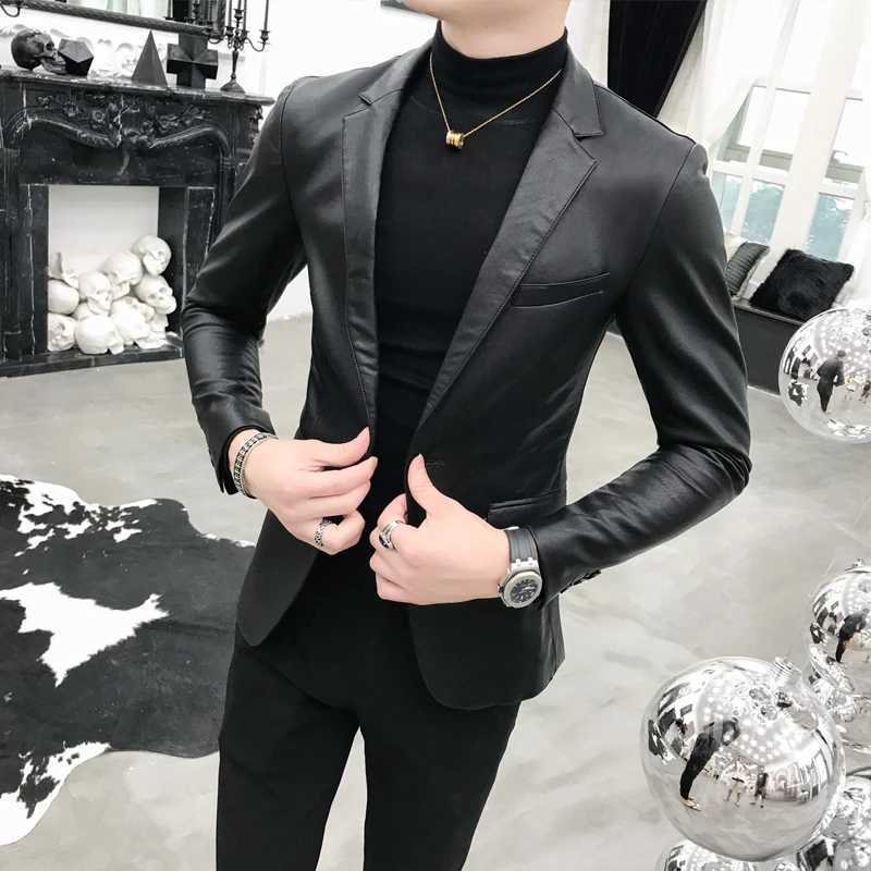 Mens Premium Brand Fashion Casual Leather Jacket/Male Slim Fit High Quality Leather Coats/Man Casual Clothes S-4XLX240913