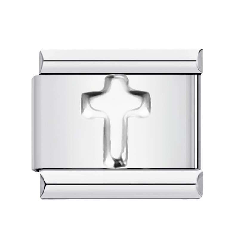 Titanium Gold-Plated Stamping Pattern Enamel DIY Bead Bracelet Italian Charm Links Stainless Steel Fit 9Mm Jewelry Making Gifts