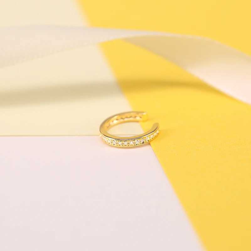 Aide 1PC Glod Color Full Zircon Pave Ear Cuffs No Piercing C Shape Chunky Thick Clip Earrings Colored Crystal JewelryX240913