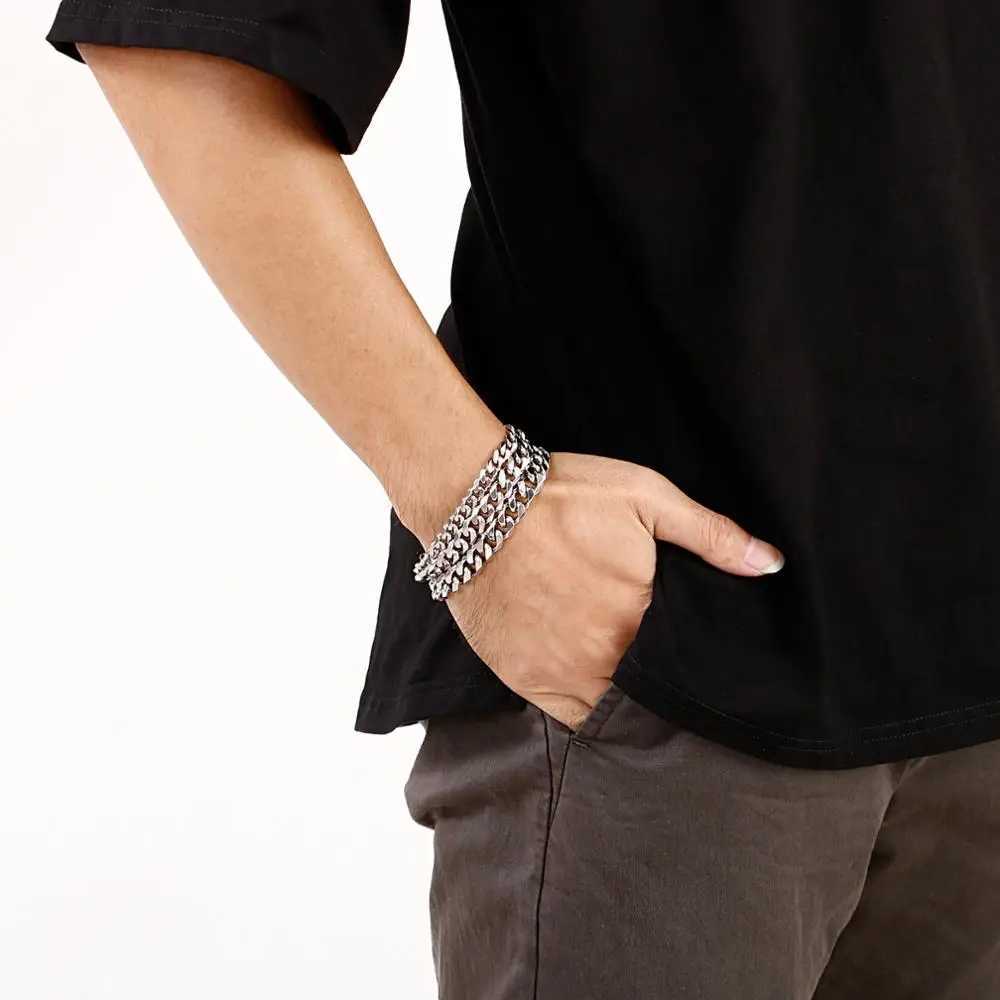 7/8/9/10mm Width Stainless Steel Cuban Bracelet Men Boy Kids S Classic link Chain Bracelet For Men Women Jewelry Gift WholesaleX240913