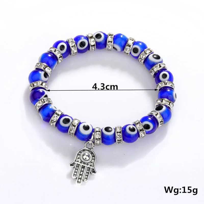 Blue Evil Eye Bracelet Fatima Trkiye Thousand Eye Handmade Womens Resin Bead Bracelet Elastic Bracelet Jewelry W240913