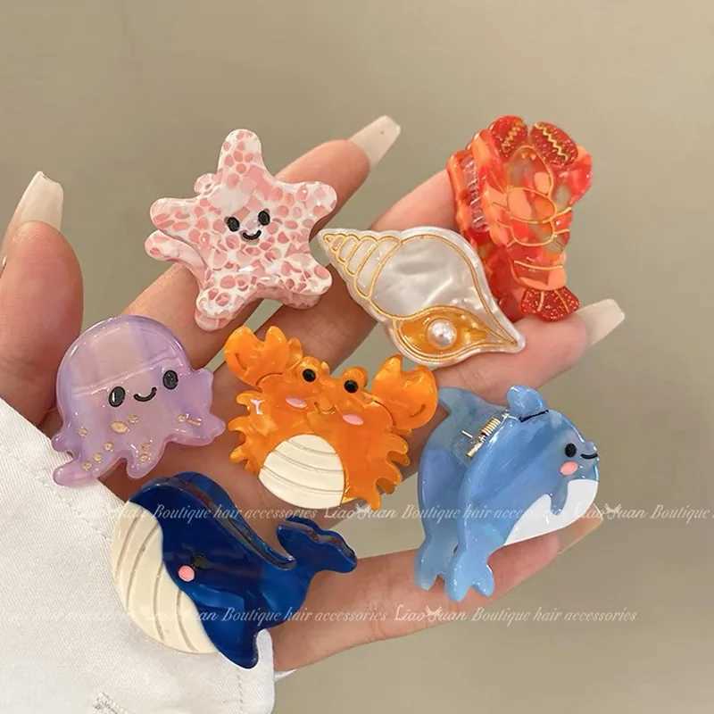 1/2pcs Funny Shark Starfish Hair clip claw for girls cute seashell hairclip women small hair clip star hairpin accessoiresX240912