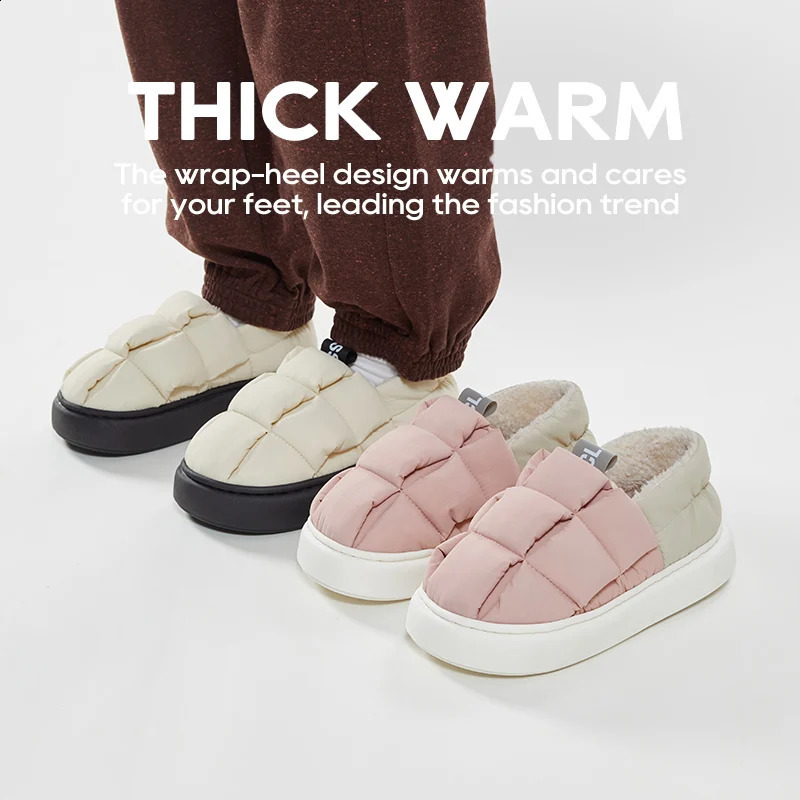 UTUNE Winter Women Boots Thick Sole Plush Home Men Slipper Warm Soft Waterproof Indoor Platform Outdoor Shoes Plus Size 29cm 240910