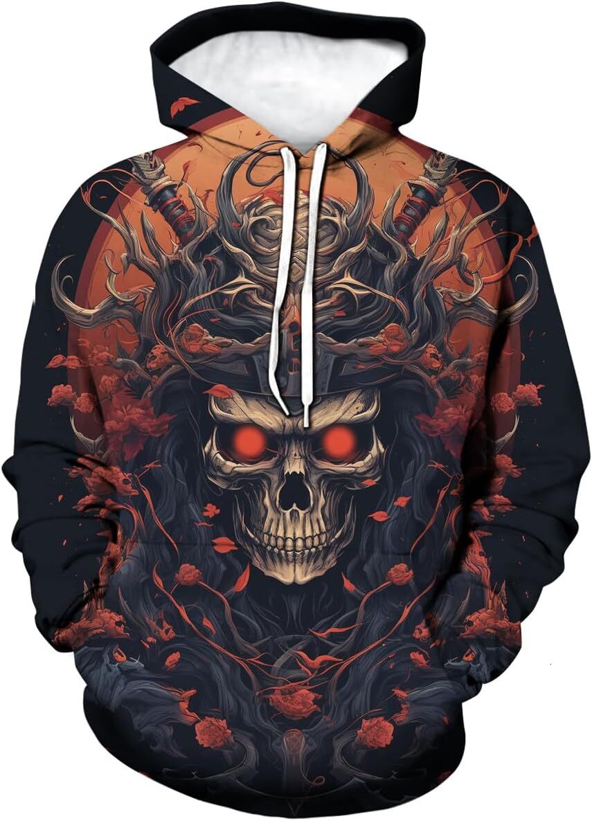 Hoodie for Mens Womens Skull Hoodie 3D Printed Hooded Japanese Samurai Long Sleeve Sweatshirt Hoodies Graphic Hoodies sweatshirt Pullover Long Sleeve