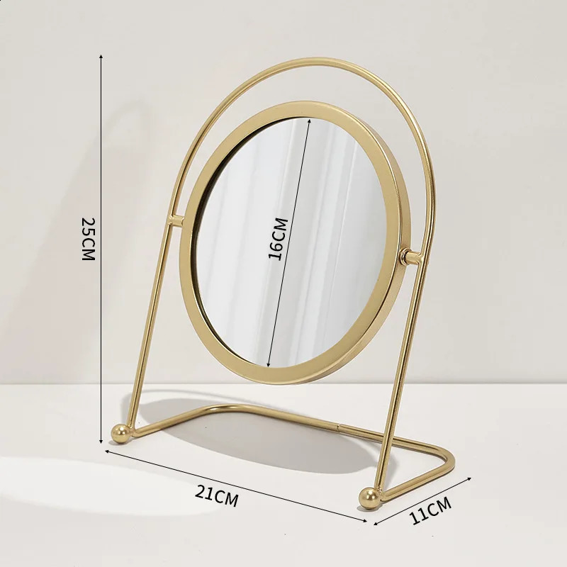 Desktop Metal Makeup Mirror Retro Dressing Mirror Desktop Bedroom Round Dormitory Cosmetics Mirrors Home Decorations 240905