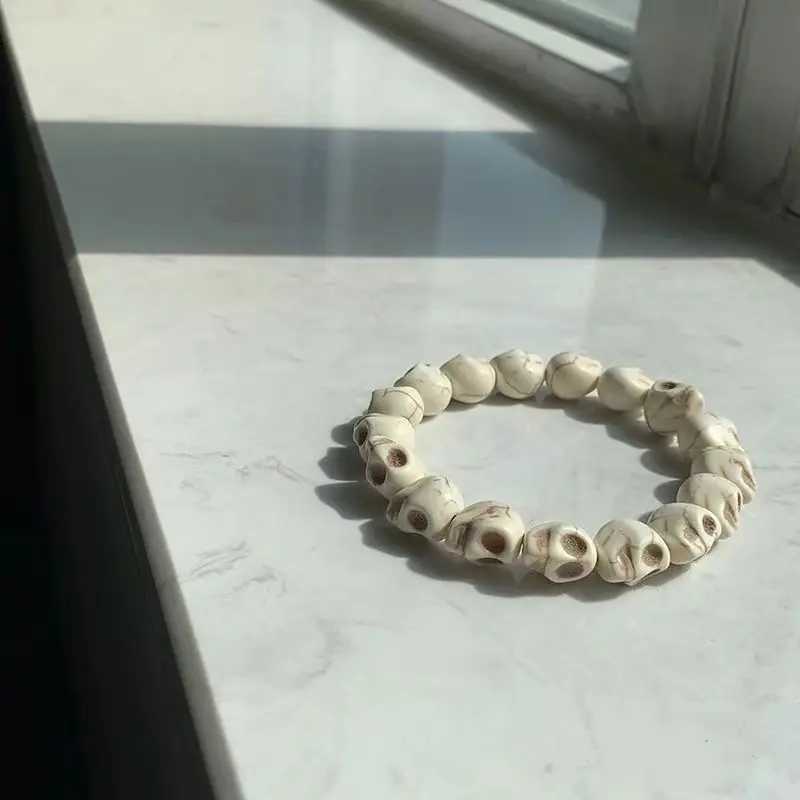 Colorful Skeleton Beaded Bracelet White Black Turquoise Punk Style Gothic Retro Bracelet Couple Hot Girl Daily Jewelry Wholesale W240913