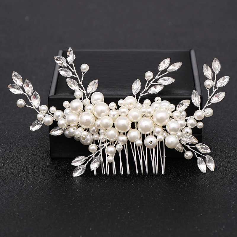 Silver Color Pearl Crystal Wedding Hair Combs Hair Accessories for Bridal Flower Headpiece Women Bride Hair ornaments JewelryX240913