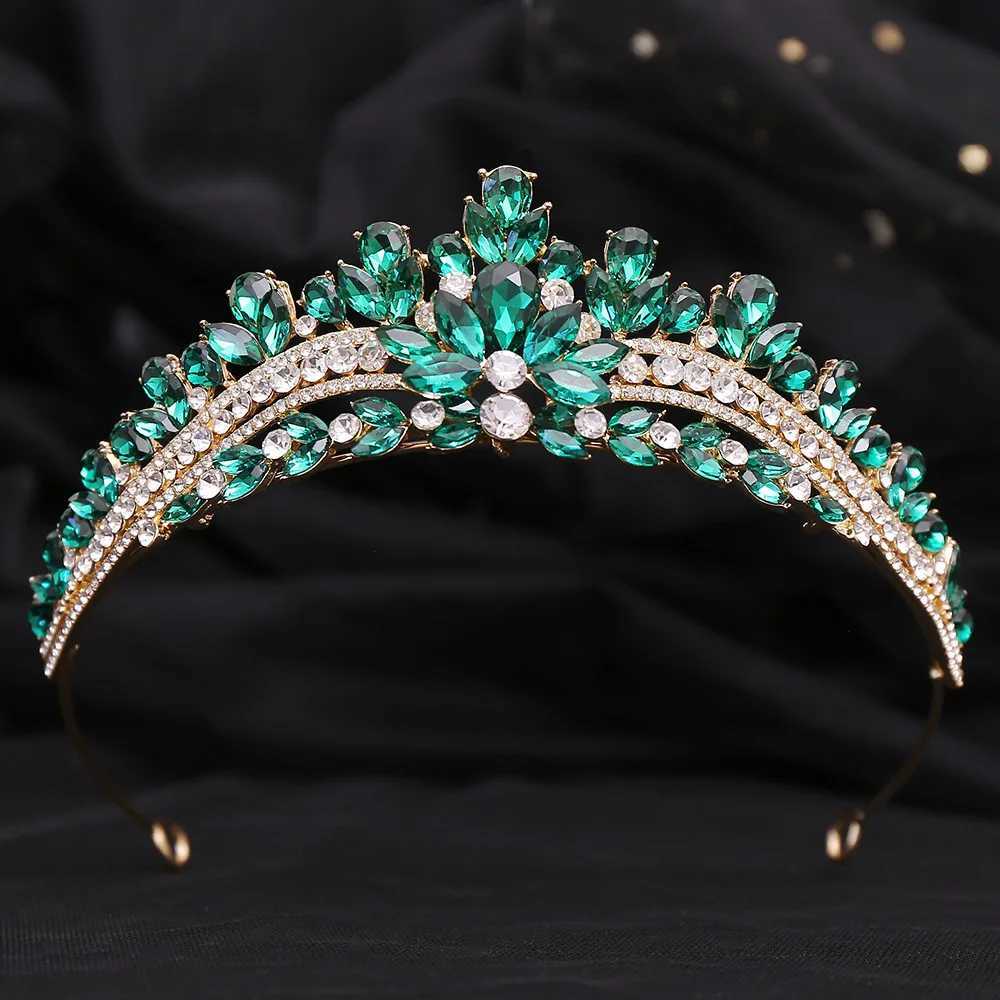 DIEZI Korean Green Blue Opal Crystal Princess Crown For Women Wedding Luxury Queen Princess Bridal Party Tiaras Hair AccessoriesX240913